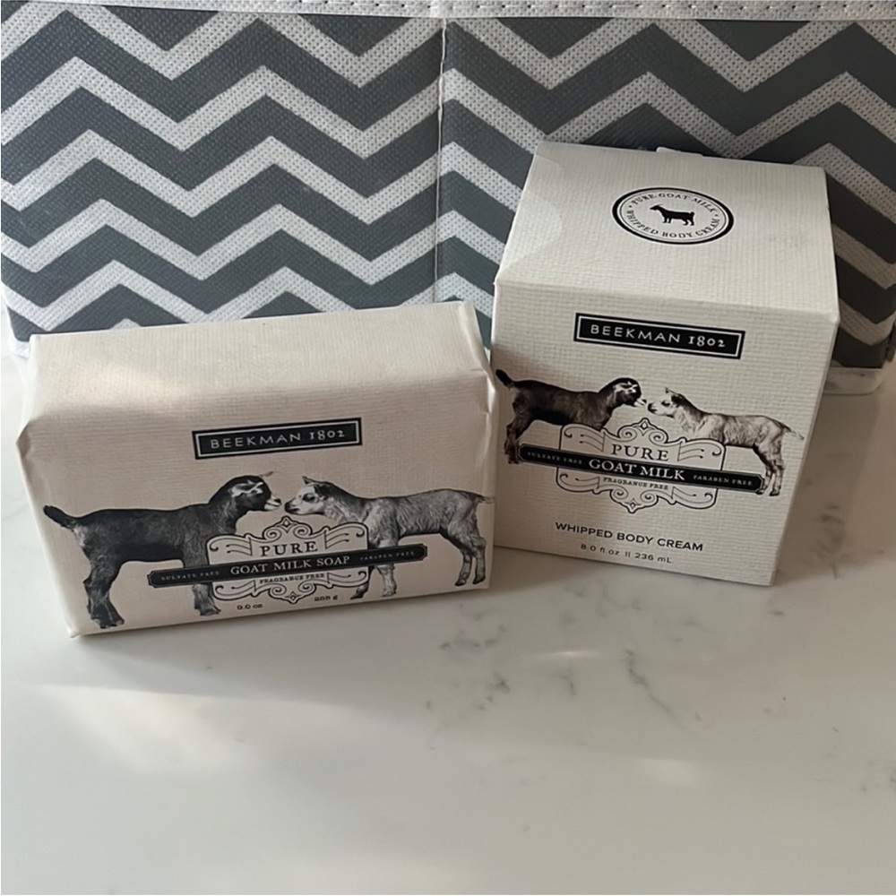 Beekman 1802 Pure Goat Milk Soap Bar and Whipped Body Cream Fragrance Free Set